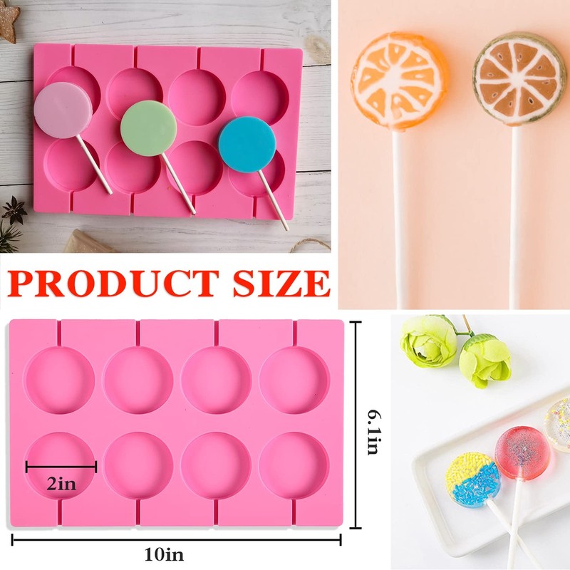 8Capacity Round Silicone Lollipop Mold With 20 Sticks Nonstick Candy Maker gallery