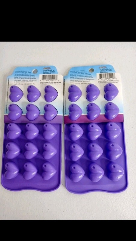 Baked With Love Non Stick Candy Chocolate Mold Heart Shaped, 2 Pack – 15 Holes