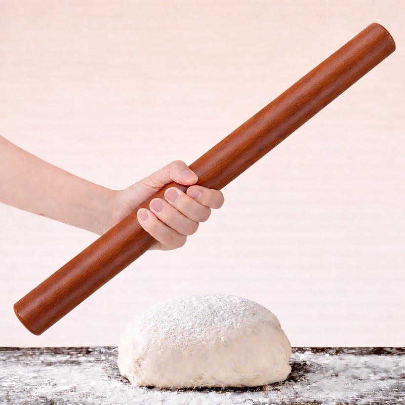 17 Inch French Rolling Pin, Wooden Dough Roller for Baking, Solid Wood Tapered R