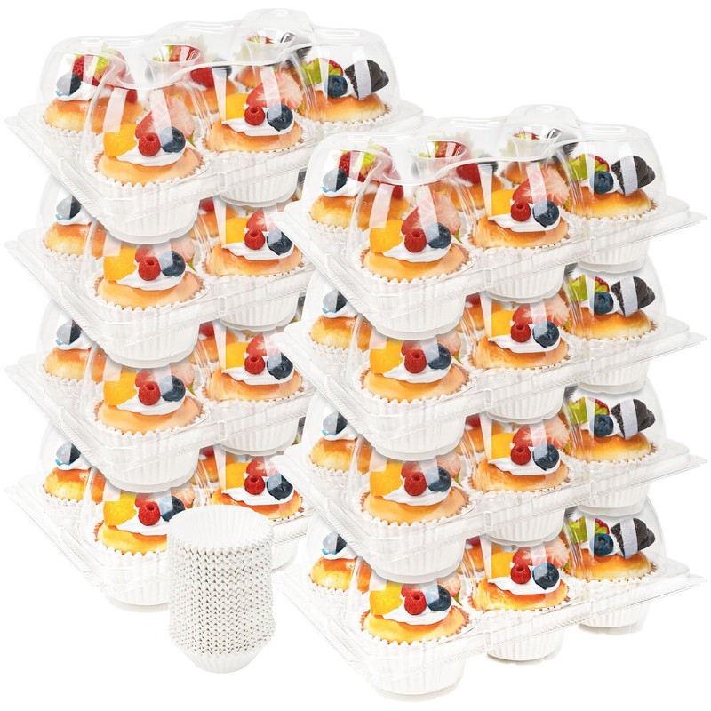 6 Count Cupcake Containers 20 Pack Cupcake Holders Clear Plastic Stackable Cu…