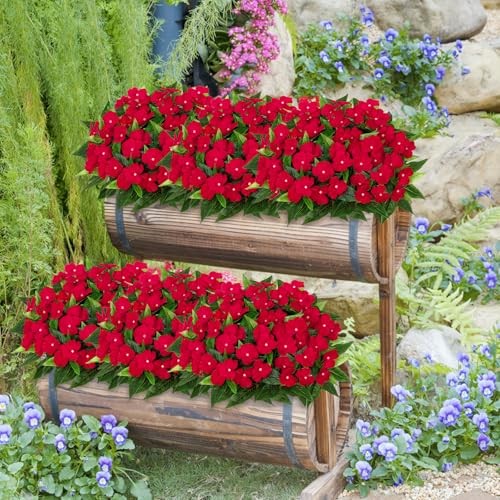 Artificial Flowers for OutdoorsPCS Fake Impatiens Flower Bouquet Faux 3 Red gallery