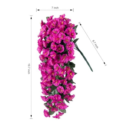 Fake Flowers for Outdoor Spring Decoration, 2 Bundles Artificial Silk Fuchsia gallery