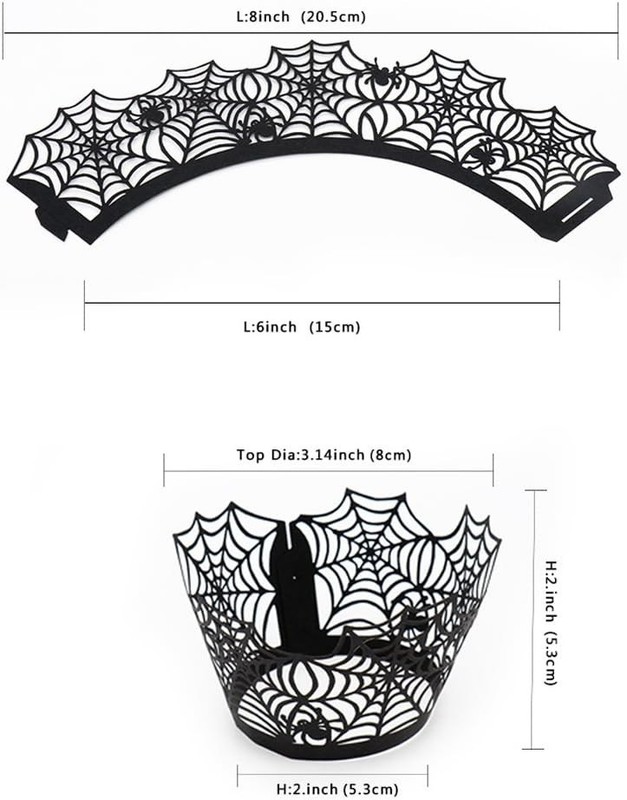 Intricate Laser-Cut Black Spider Web Cupcake Wrappers for Celebrations gallery