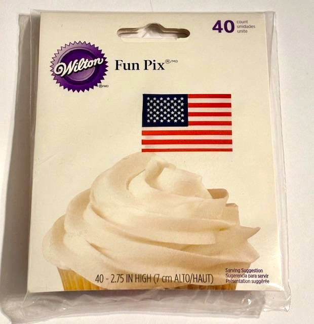 USA Flag Fun Pix Cupcake Toppers Appetizer Picks Wilton #704 Patriotic 5pks x 40 gallery