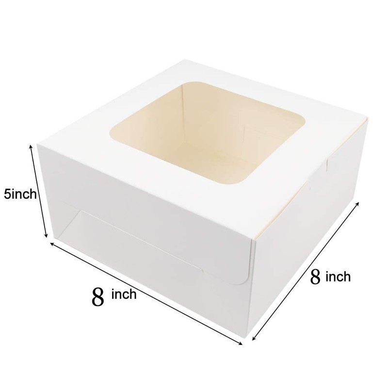 25 PCS 8x8x5 Inch White Square Bakery Cake Boxes Window Pastries Chocolates gallery