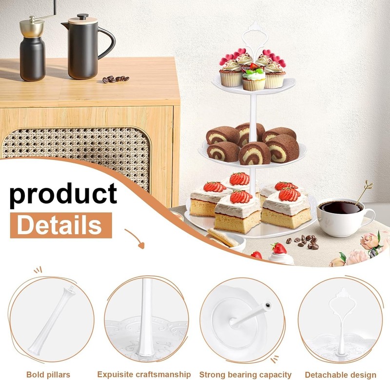 10Pcs Cupcake Stand,Dessert Table Display Set, 4 White 3 Tired Cake Stand 6 P... gallery
