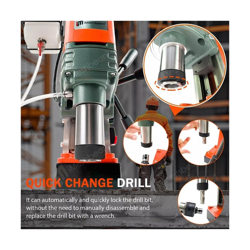 Magnetic Drill Press, 1400W Mag Drill Press with 2" Dia. 2922lbf/13000N Mag F... gallery