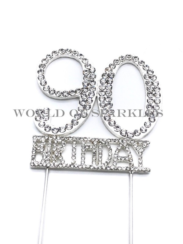 5.5cm Silver Diamante Cake Topper Pick Birthday Party Decoration (55mm)