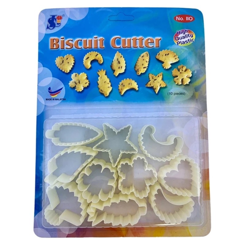 10 Pieces Various Pattern Plastic Mold Biscuit Cutter Thumbprint Cookies Stamps