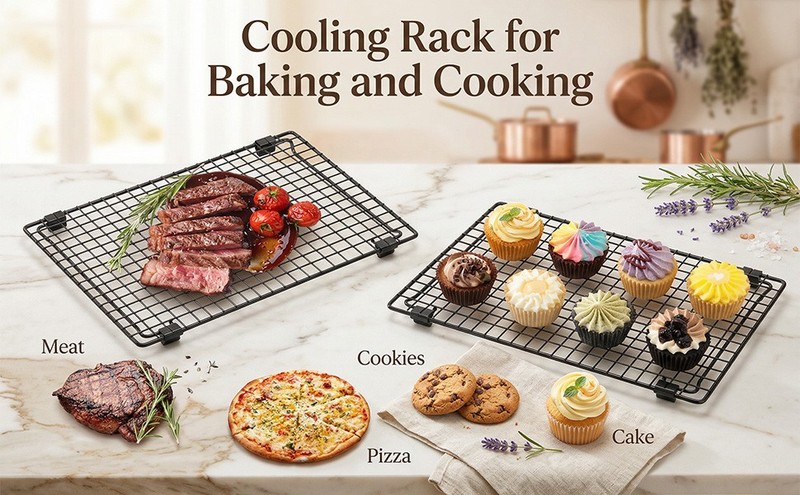 3PCS Stackable Cooling Rack for Baking, 13.3 x 9.3 Inch Carbon Steel Wire Rack gallery