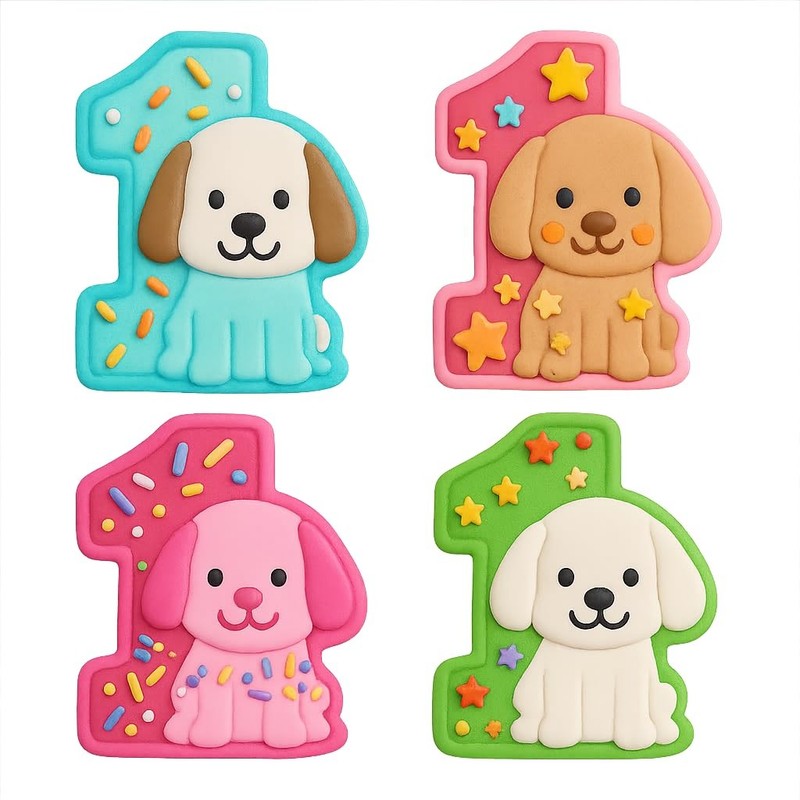 Number 1 with Puppy Cookie Cutter & Stamp 4x3" for Baking & Fondant Clay Gifts gallery