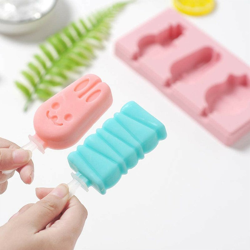 3 Cavity Silicone Ice Cream Mould, Mini Ice Pop Molds, DIY Ice Lolly Moulds, 3 C gallery