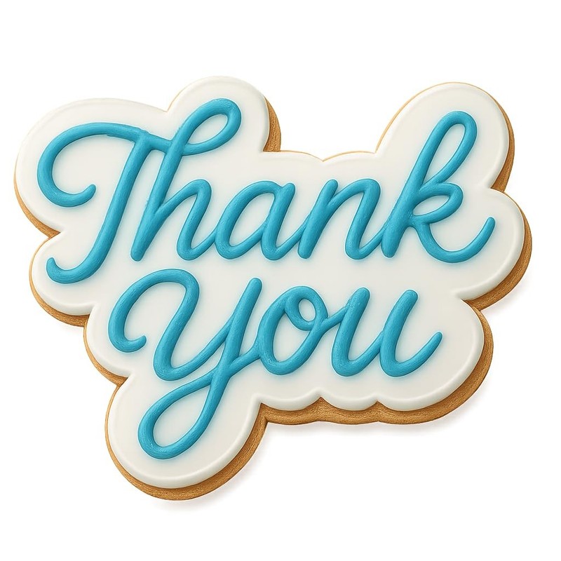Cursive Thank You Logo Cookie Cutter & Stamp, Fondant & Clay Cutter - 4x3.4" gallery
