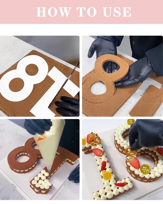 0-8 Numeral Cake Stencils Molds 12 inch Arabic Number Dessert Maker Baking gallery