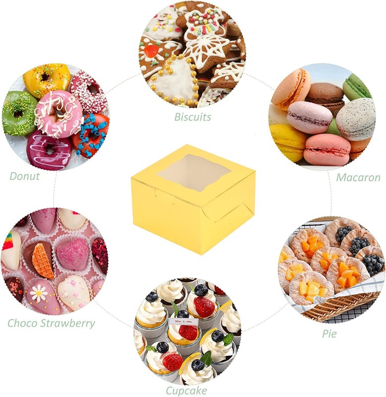 100Pcs Cookie Boxes With Window Small Bakery Boxes 4x4x2.5 Inches Mini Cake B... gallery