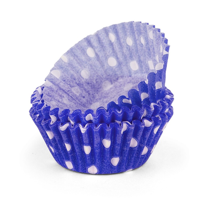 NEW Regency Polka Dot Mini Baking Cups Cobalt Blue & White 40p