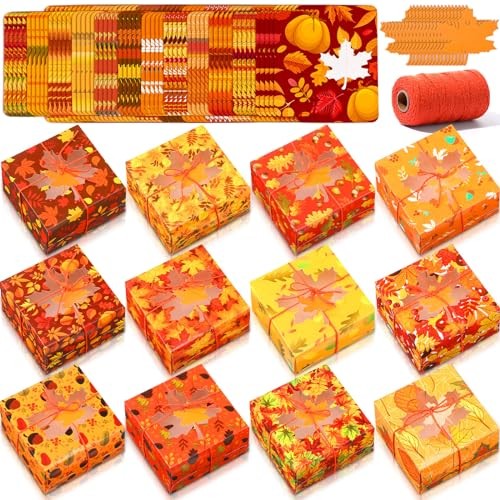 Sets Fall Bakery Boxes Bulk with Clear Window 5x5x3 Inch with Maple Leave 60 gallery