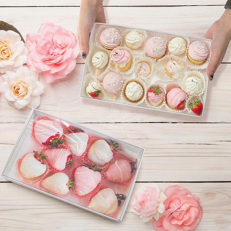 50 Pack Cookies Boxes with Full Clear Window, 9.5 x 6 x 1.25 Inch Pastry Bake... gallery