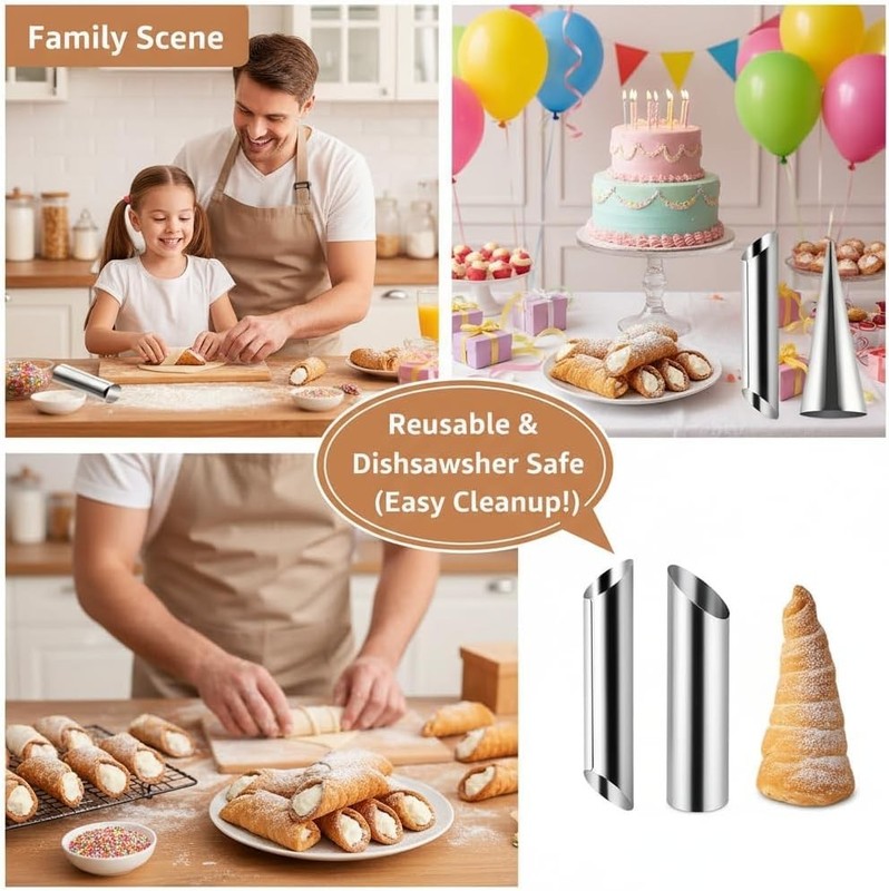 21Pcs Stainless Steel Conical Cream Horn Molds, Non-Stick Cream Horn Molds, 5... gallery