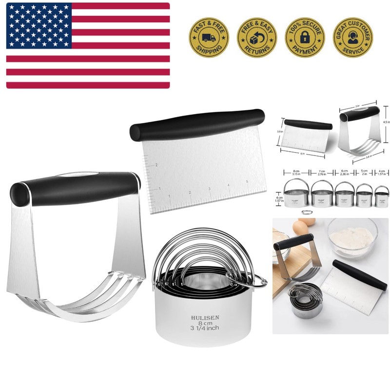 Stainless Steel Biscuit Cutter Set, Pastry Scraper and Dough Blender, Sturdy …