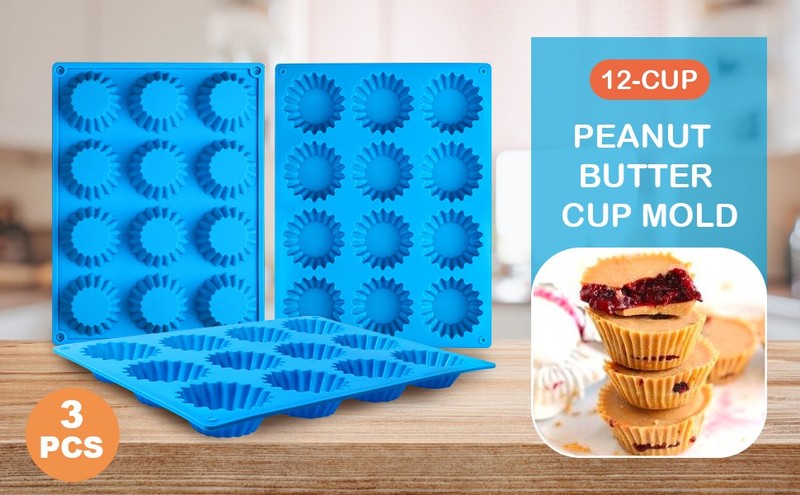 3pcs Peanut Butter Cup Mold, Silicone Mini Tart Pan for Bite Size Fat Bombs, gallery