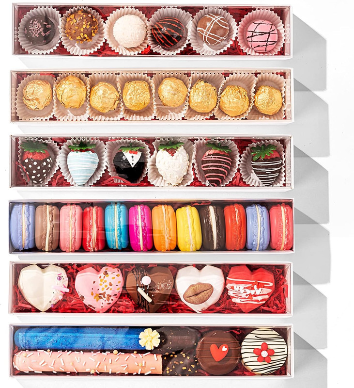 50 Pack 12X2X2 Inch Chocolate Covered Strawberry Boxes with Clear Window Packing gallery