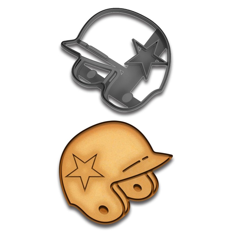 Baseball Helmet Cookie Cutter with Star Design – 4×3.75″ (Random Color)