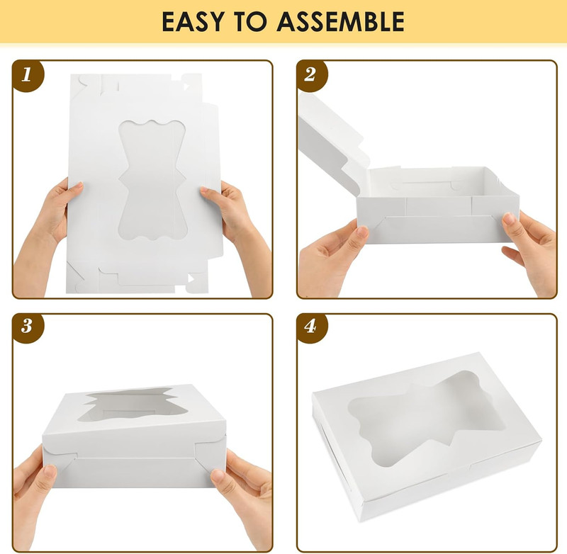 48Pcs Bakery Boxes,12X8X2.5 Inches Cookie Boxes with 3 Style Window for Chocolat gallery