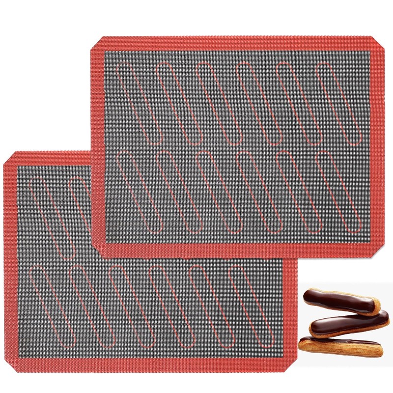 Perforated Silicone Baking Mats, 2 PCS Eclair Mat half sheet, Clear