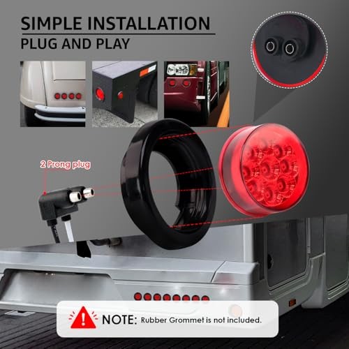2 Pcs 2 inch Round Red 9LED Side Marker Clearance Lights with Red (2 Pcs) gallery