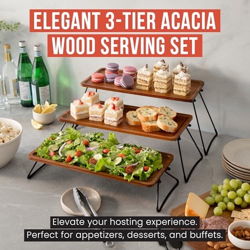 Tiered Serving Trays & Platters with Non-Slip Base for Food Display gallery