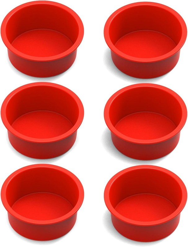 6 Pack 4 Inch Silicone Mini Cake Molds Round Baking Pan Non Stick Bakeware Pan