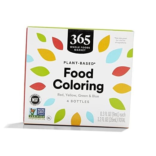 , Plant-Based Food Coloring (Red, Yellow, Green & Blue Bottles), GLuten-Free,