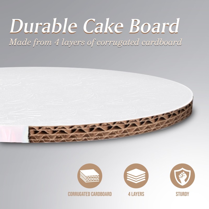 Cake Boards - Sturdy 1/2 Thick Drums - 14 Inch Professional Fully Wrapped Edg... gallery