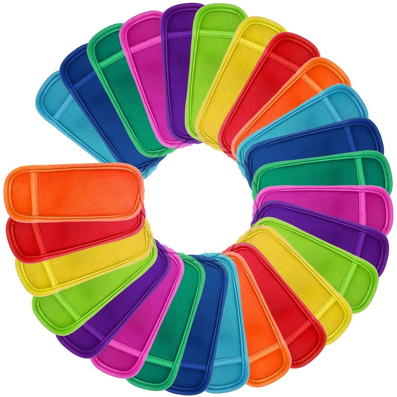 27 Pieces in 9 Colors Reusable Popsicle Holders Popsicle Bags Freezer Ice Pop…