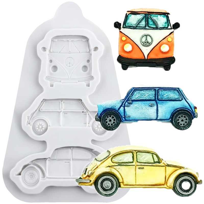 Car Public Bus Silicone Mold Fondant Cake Decorating Candy Chocolate Clay