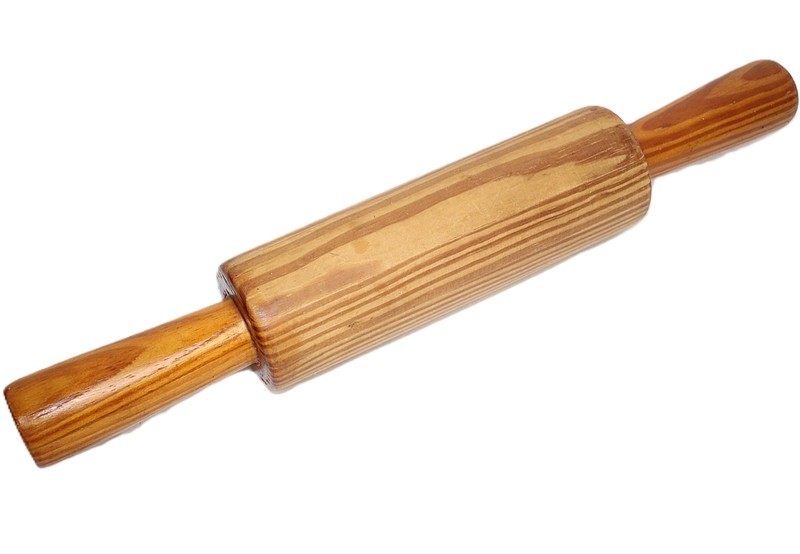 18″ Rolling Pin Solid Butcher Block Multi-Tone Lathe Turned VTG Rustic Farmhouse