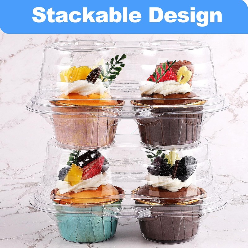 50Pcs Cupcake Containers Disposable,2 Cavity Cupcake Boxes,Clear Cupcake Holder, gallery