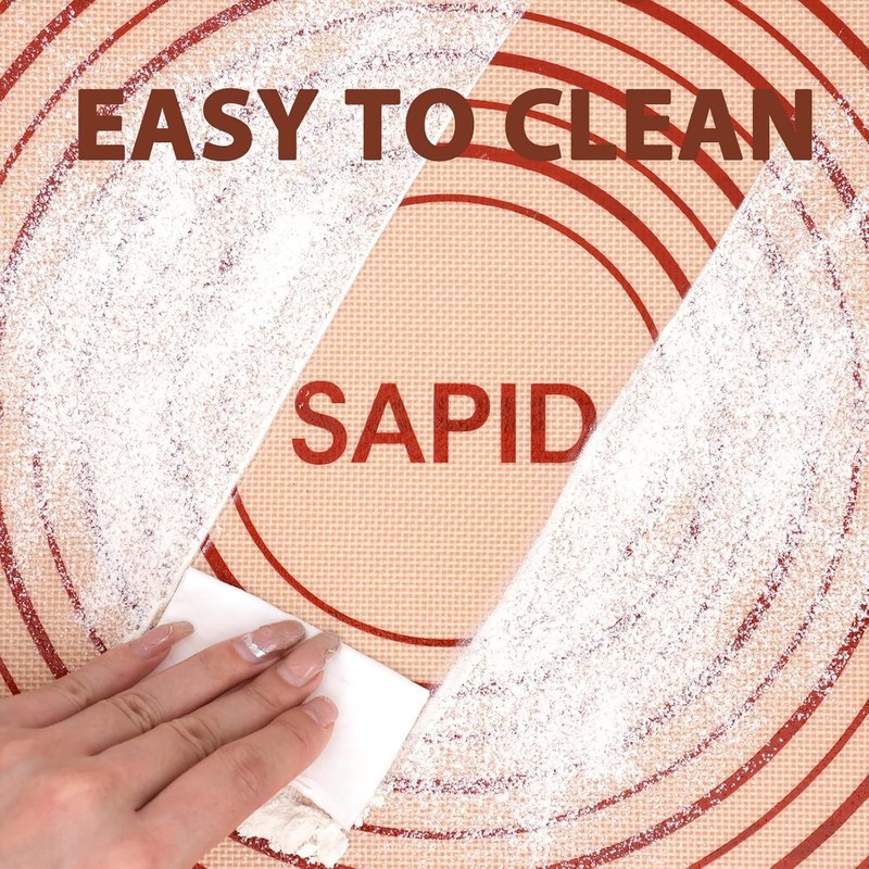 Sapid Extra Thick Silicone Pastry Mat Non-slip with 20×28, Red gallery
