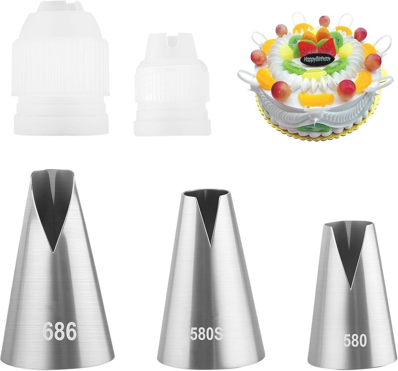6 Pcs Flower Piping Tips Set W/ Coupler Petal & Rose Piping Tips 102 103 104 124 gallery