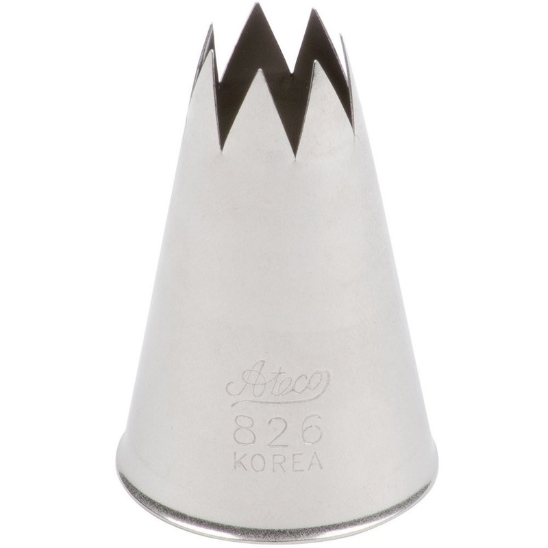 Open Star Pastry Tip 826 1/2 Inch Opening Diameter Stainless Steel