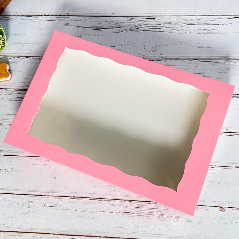 Pink Pastry Bakery Box 12x8x2.5 Inch Large Donuts Cookies Window Box 8 PCS gallery