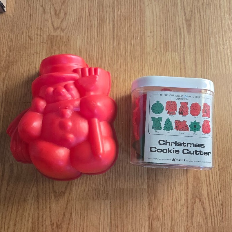 Vintage Jello Snowman Mold + 10pc Kmart Christmas Cookie Cutter Set Holiday
