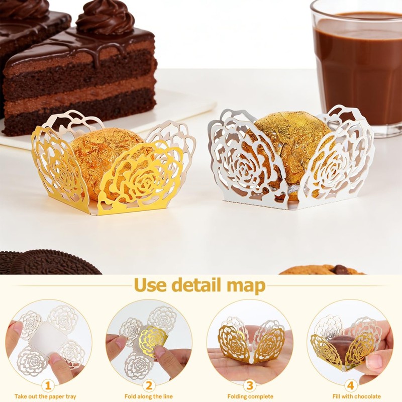 100 PCS Truffle Wrapper Liners Paper Mini Cupcake Chocolate Candy Tray gallery