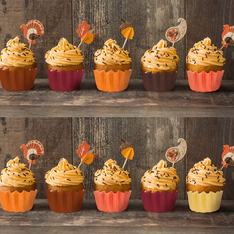 300Pcs Fall Grease-Resistant Mini Cupcake Liners Yellow Orange Wedding Muffin... gallery