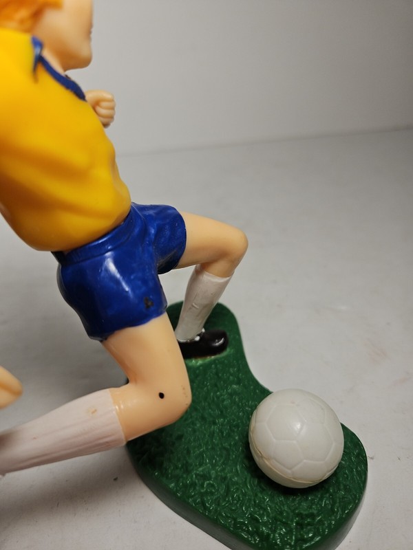 Vintage 1979 Wilton Cake Topper Boy Soccer Player Tongue Out Kicking Ball 5-1/2" gallery
