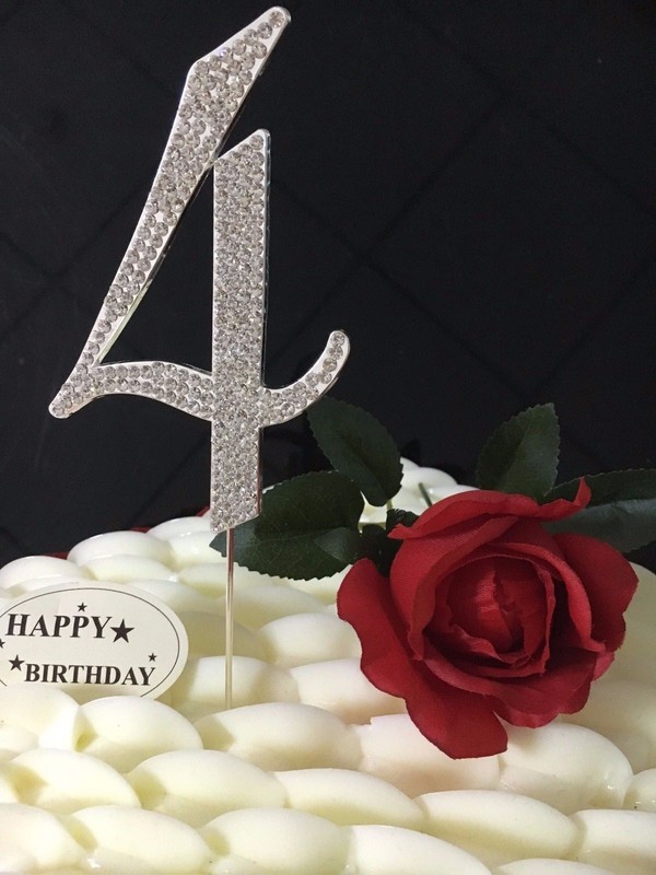 Diamante Rhinestone Cake Topper Gold & Silver Single Numbers 7cm & 12cm gallery