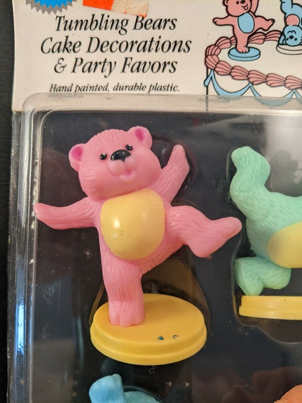 Vintage 4 Wilton Birthday Cake Toppers Decorations Tumbling Bears NOS VtG 1994 gallery