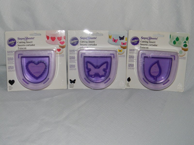 Wilton Sugar Sheets Cutting Insert Lot of 3 Heart Leaf Butterfly ~NEW~