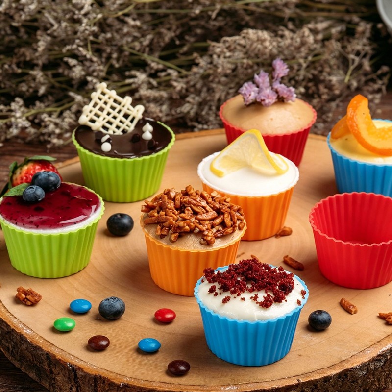 36Pcs Silicone Cupcake Baking Cups, 2.0" Non-Stick Muffins Liners Orange gallery